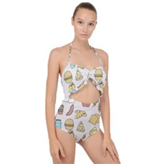 Dinner Meal Food Snack Fast Food Scallop Top Cut Out Swimsuit by Apen