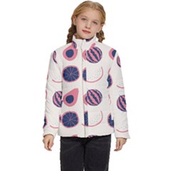 Fruits Halves Pattern Design Kids  Puffer Bubble Jacket Coat by Apen