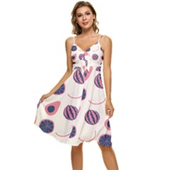 Fruits Halves Pattern Design Sleeveless Tie Front Chiffon Dress by Apen