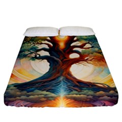 Tree Cosmic Spiritual Meditation Fitted Sheet (california King Size) by Apen