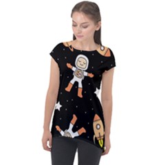 Astronaut Space Rockets Spaceman Cap Sleeve High Low Top by Ravend