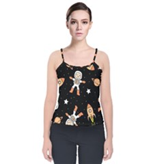 Astronaut Space Rockets Spaceman Velvet Spaghetti Strap Top by Ravend