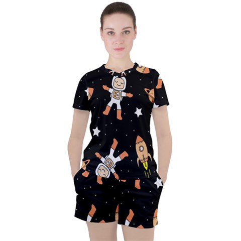 Astronaut Space Rockets Spaceman Women s T-shirt And Shorts Set by Ravend