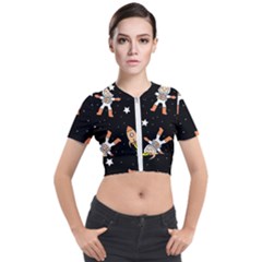 Astronaut Space Rockets Spaceman Short Sleeve Cropped Jacket by Ravend