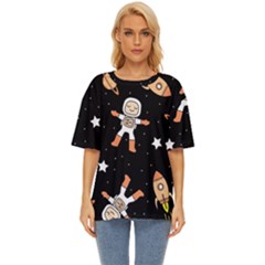 Astronaut Space Rockets Spaceman Oversized Basic T-shirt by Ravend