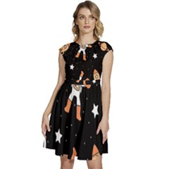 Astronaut Space Rockets Spaceman Cap Sleeve High Waist Dress by Ravend