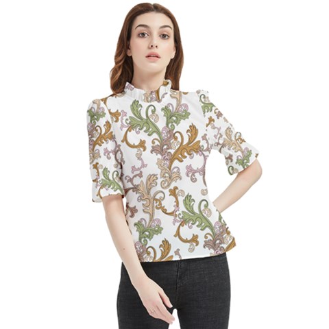 Pattern Design Art Decoration Frill Neck Blouse by Ravend
