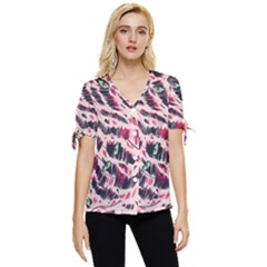 Drawing Notebook Print Reason Bow Sleeve Button Up Top by Ravend