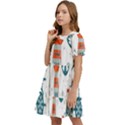 Nautical Elements Pattern Background Kids  Puff Sleeved Dress View3