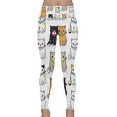 Cat Kitten Seamless Pattern Lightweight Velour Classic Yoga Leggings by Grandong