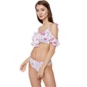 Cute Girly Seamless Pattern Ruffle Edge Tie Up Bikini Set	 View2