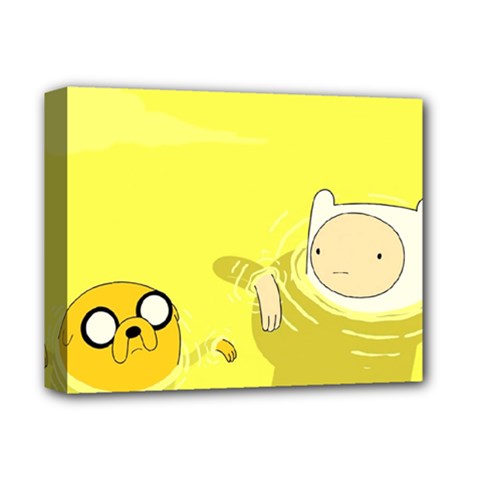 Adventure Time Jake The Dog Finn The Human Artwork Yellow Deluxe Canvas 14  X 11  (stretched) by Sarkoni