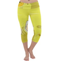 Adventure Time Jake The Dog Finn The Human Artwork Yellow Capri Yoga Leggings by Sarkoni