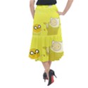 Adventure Time Jake The Dog Finn The Human Artwork Yellow Midi Mermaid Skirt View2