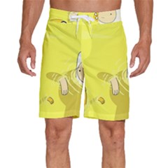 Adventure Time Jake The Dog Finn The Human Artwork Yellow Men s Beach Shorts by Sarkoni