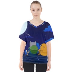 Adventure Time Jake And Finn Night V-neck Dolman Drape Top by Sarkoni