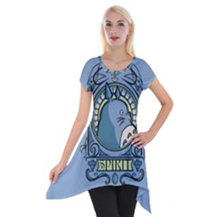 Drawing Illustration Anime Cartoon My Neighbor Totoro Short Sleeve Side Drop Tunic by Sarkoni