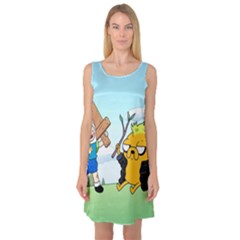 Adventure Time Finn And Jake Cartoon Network Parody Sleeveless Satin Nightdress by Sarkoni
