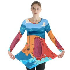 Adventure Time Fish Landscape Long Sleeve Tunic  by Sarkoni