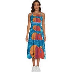 Adventure Time Fish Landscape Sleeveless Shoulder Straps Boho Dress by Sarkoni