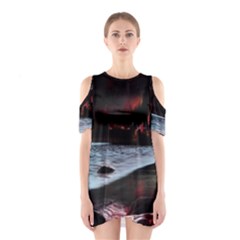 Artistic Creepy Dark Evil Fantasy Halloween Horror Psychedelic Scary Spooky Shoulder Cutout One Piece Dress by Sarkoni