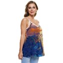 Digital Art Fantasy Impressionism Painting Ship Boat Psychedelic Peacock Mushroom Flamingos Hipwreck Casual Spaghetti Strap Chiffon Top View3