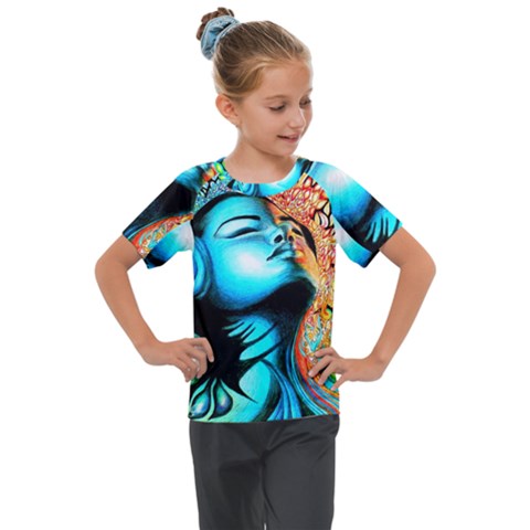 Color Detail Dream Fantasy Neon Psychedelic Teaser Kids  Mesh Piece T-shirt by Sarkoni