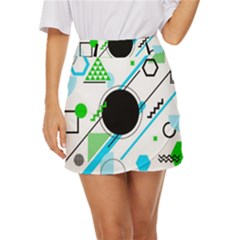 Geometric Shapes Background Mini Front Wrap Skirt by Bedest