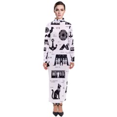 Dark Seamless Pattern Symbols Landmarks Signs Egypt Turtleneck Maxi Dress by Bedest