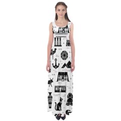 Dark Seamless Pattern Symbols Landmarks Signs Egypt Empire Waist Maxi Dress by Bedest