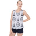 Marine Nautical Seamless Pattern With Vintage Lighthouse Wheel Bubble Hem Chiffon Tank Top View1