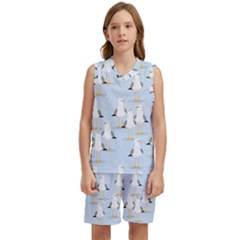 Cute Seagulls Seamless Pattern Light Blue Background Kids  Basketball Mesh Set by Bedest