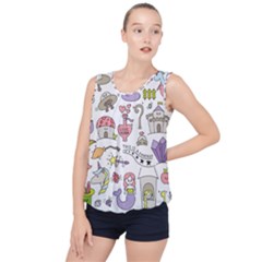 Fantasy Things Doodle Style Vector Illustration Bubble Hem Chiffon Tank Top by Bedest