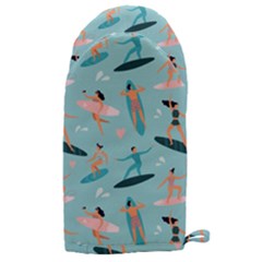 Beach Surfing Surfers With Surfboards Surfer Rides Wave Summer Outdoors Surfboards Seamless Pattern Microwave Oven Glove by Bedest