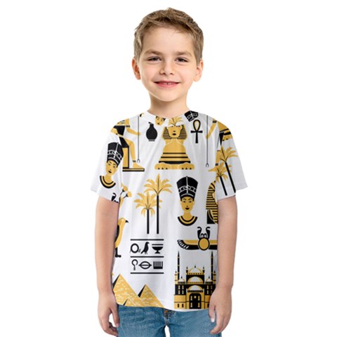 Egypt Symbols Decorative Icons Set Kids  Sport Mesh T-shirt by Bedest