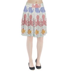 Underwater Seamless Pattern Light Background Funny Pleated Skirt by Bedest
