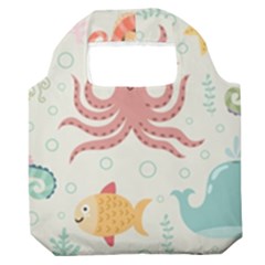 Underwater Seamless Pattern Light Background Funny Premium Foldable Grocery Recycle Bag by Bedest