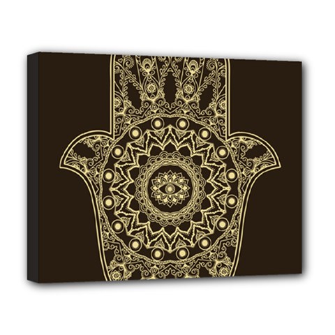 Hamsa Hand Drawn Symbol With Flower Decorative Pattern Deluxe Canvas 20  X 16  (stretched) by Hannah976