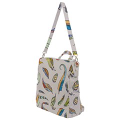 Vector Boho Doodle Feathers Seamless Pattern Illustration Crossbody Backpack by Hannah976