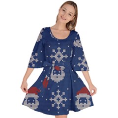 Santa Clauses Wallpaper Velour Kimono Dress by artworkshop