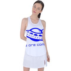 Unidentified Flying Object Ufo Alien We Are Coming Racer Back Mesh Tank Top by Sarkoni