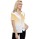 Blue Ufo Illustration Unidentified Flying Object Cartoon Bow Sleeve Button Up Top View3