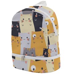 Seamless Pattern Cute Cat Cartoons Zip Bottom Backpack by Bedest