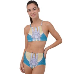 Space Exploration Illustration Halter Tankini Set by Bedest