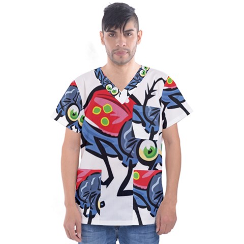 Bug Black Insect Animal Men s V-neck Scrub Top by Sarkoni
