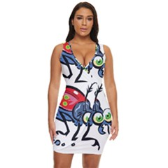 Bug Black Insect Animal Draped Bodycon Dress by Sarkoni