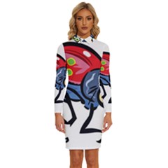 Bug Black Insect Animal Long Sleeve Shirt Collar Bodycon Dress by Sarkoni
