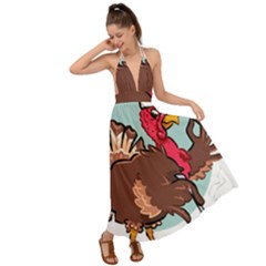 Turkey Chef Cooking Food Cartoon Backless Maxi Beach Dress by Sarkoni