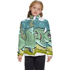 Fish Hook Worm Bait Water Hobby Kids  Puffer Bubble Jacket Coat by Sarkoni