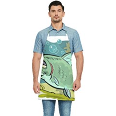 Fish Hook Worm Bait Water Hobby Kitchen Apron by Sarkoni